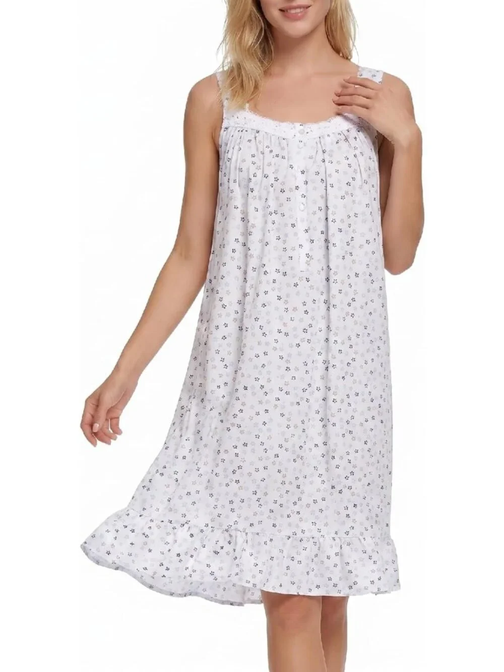 Lightweight Cotton Sleeveless Nightgown for Women | Mid-Calf Ladies Nightdress